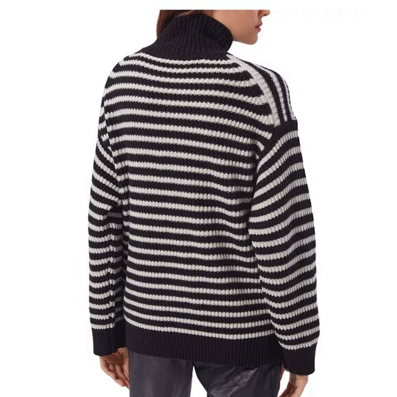 Equipment Bowie Wool Cashmere Stripes Sweater White Black Size XS - Picture 4 of 9